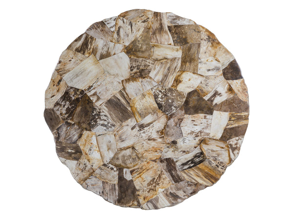 Lexington Artistica Home Caldera Dining Table - Unique Live-edge Design With Petrified Wood And Elegant Iron Base For Modern Homes Light Golden Brown Wood 2305-870c