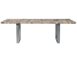 Lexington Artistica Home Caldera Dining Table - Unique Live-edge Design With Petrified Wood And Elegant Iron Base For Modern Homes Light Golden Brown Wood 2305-877c