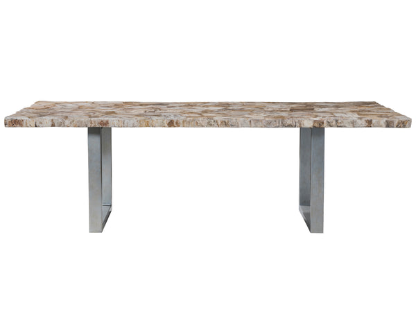 Lexington Artistica Home Caldera Dining Table - Unique Live-edge Design With Petrified Wood And Elegant Iron Base For Modern Homes Light Golden Brown Wood 2305-877c