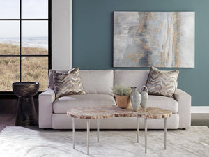 Lexington Artistica Home Caldera Unique Live-edge Cocktail Table With Petrified Wood Top And Stylish Iron Legs For Modern Homes Light Golden Brown Wood 2305-949