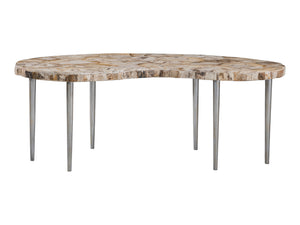 Lexington Artistica Home Caldera Unique Live-edge Cocktail Table With Petrified Wood Top And Stylish Iron Legs For Modern Homes Light Golden Brown Wood 2305-949