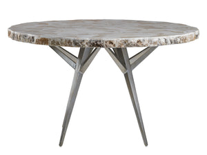 Lexington Artistica Home Seamount Dining Table - Unique Live-edge Design With Fossilized Shell Top And Elegant Iron Base Gray Wood 2306-870c