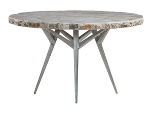 Lexington Artistica Home Seamount Dining Table - Unique Live-edge Design With Fossilized Shell Top And Elegant Iron Base Gray Wood 2306-870c