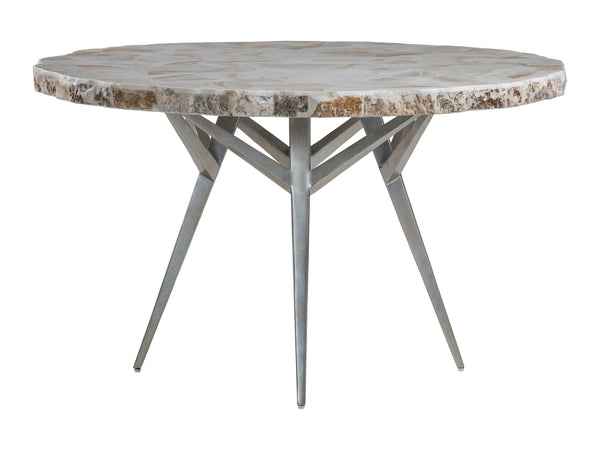 Lexington Artistica Home Seamount Dining Table - Unique Live-edge Design With Fossilized Shell Top And Elegant Iron Base Gray Wood 2306-870c