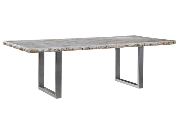 Lexington Artistica Home Seamount Dining Table - Unique Live-edge Design With Fossilized Shell Top And Elegant Iron Base Gray Wood 2306-877c