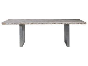 Lexington Artistica Home Seamount Dining Table - Unique Live-edge Design With Fossilized Shell Top And Elegant Iron Base Gray Wood 2306-877c