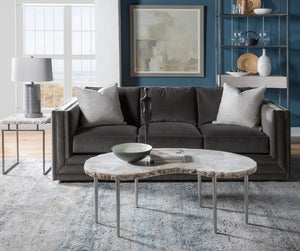 Lexington Artistica Home Seamount Kidney Cocktail Table - Unique Live-edge Design With Fossilized Shell & Stylish Iron Legs Gray Wood 2306-949