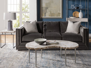 Lexington Artistica Home Seamount Kidney Cocktail Table - Unique Live-edge Design With Fossilized Shell & Stylish Iron Legs Gray Wood 2306-949