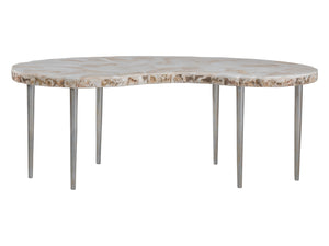 Lexington Artistica Home Seamount Kidney Cocktail Table - Unique Live-edge Design With Fossilized Shell & Stylish Iron Legs Gray Wood 2306-949
