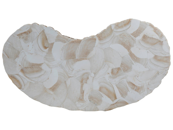 Lexington Artistica Home Seamount Kidney Cocktail Table - Unique Live-edge Design With Fossilized Shell & Stylish Iron Legs Gray Wood 2306-949