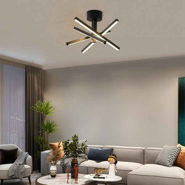 English Elm 12 Inch Modern Led Ceiling Light - Geometric Starburst Design With Dimmable Remote & Adjustable Color Temperature W2312P374769