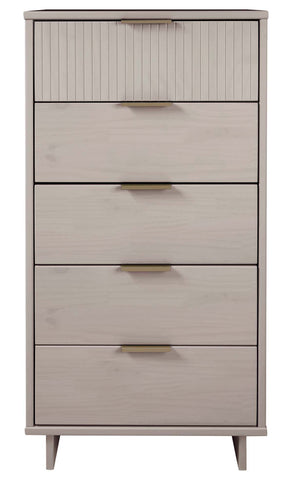 English Elm Granville 24" 5-Drawer Chest In Light Gray – Modern Solid Wood Storage With Gold Accents & Style B365S00073