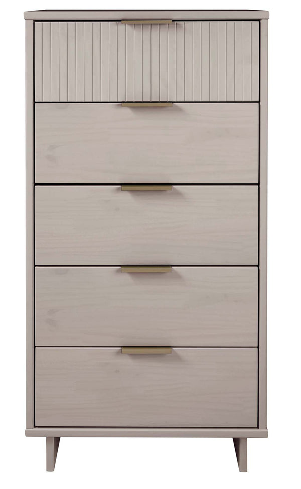 English Elm Granville 24" 5-Drawer Chest In Light Gray – Modern Solid Wood Storage With Gold Accents & Style B365S00073