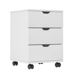 English Elm Farini Mobile 3-Drawer Rolling File Cabinet for Home Office — White Wood, Waterproof, Lockable Casters T3623P380742