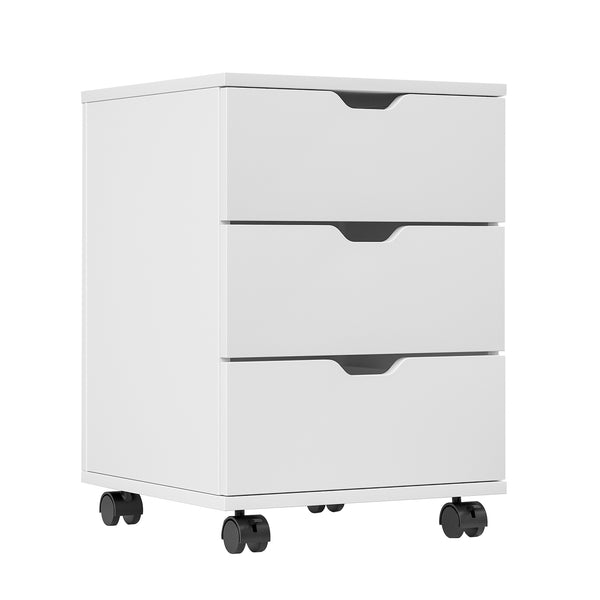 English Elm Farini Mobile 3-Drawer Rolling File Cabinet for Home Office — White Wood, Waterproof, Lockable Casters T3623P380742