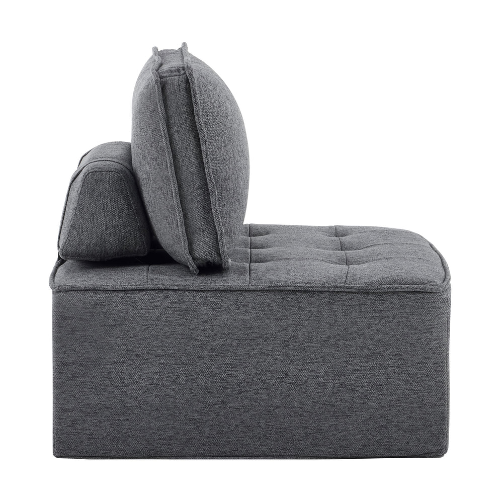 English Elm The dark gray modular linen sofa with solid wood frame — customizable, durable, Nordic style, perfect for small spaces W3612P395723