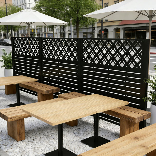 English Elm W48'' Galvanized Steel Outdoor Privacy Panels Powder Coated Slat Fence for Yard Enclosures W1586P455955