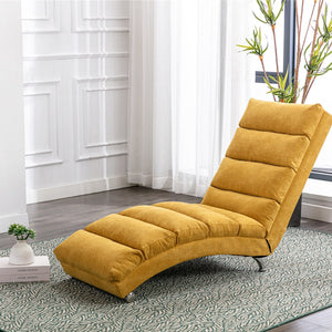 English Elm Linen Ergonomic Massage Chaise Lounge with Remote Control, 140° Recline, Foam Cushion Comfort and Sturdy Frame Mustard W39539621