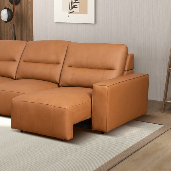 English Elm Grant Power Convertible Sofa Top Grain Leather Mid Century Queen Sleeper B183S00121