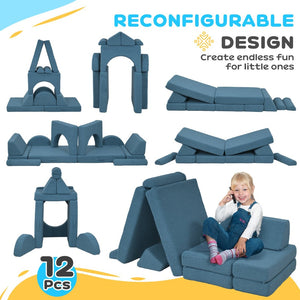 English Elm Qaba 12 Piece Modular Foam Toddler Play Sofa Set for Creative Playroom Fun W2225P249708