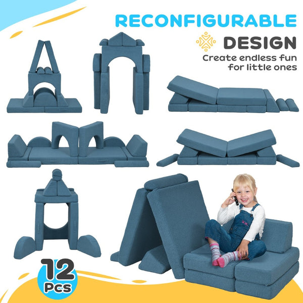 English Elm Qaba 12 Piece Modular Foam Toddler Play Sofa Set for Creative Playroom Fun W2225P249708