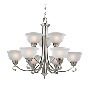 Thomas Lighting Hamilton Three Light Chandelier Brushed Arms White Dome Shades for Dining or Entryway Nickel 36 inches 2309CH/20