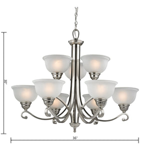Thomas Lighting Hamilton Three Light Chandelier Brushed Arms White Dome Shades for Dining or Entryway Nickel 36 inches 2309CH/20