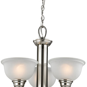 Thomas Lighting Hamilton Three Light Chandelier Brushed Arms White Dome Shades for Dining or Entryway Nickel 36 inches 2309CH/20
