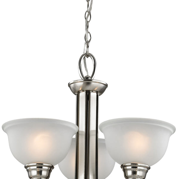Thomas Lighting Hamilton Three Light Chandelier Brushed Arms White Dome Shades for Dining or Entryway Nickel 36 inches 2309CH/20