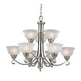 Hamilton 36'' Wide 9-Light Chandelier - Brushed Nickel with White Glass 2309CH/20 Thomas