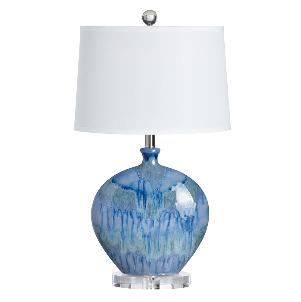 Crestview Collection Transitional Lyle Table Lamp - Ocean-inspired Ceramic Design With Crystal Base & White Linen Shade   Cvap2851