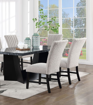 English Elm Unique Gray Boucle Parson Chairs Set of 2 with Vertical Pleats, Black Wood Legs, Modern Dining Accent B011P234754
