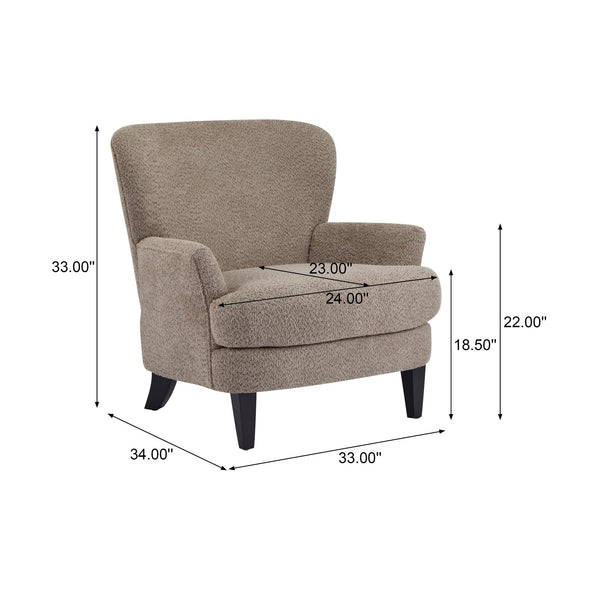 English Elm Christopher Knight Home® - Gerald Boucle Upholstered Club Chair with Tapered Birch Legs, Tonal Piping and Cozy Texture Black,Light Brown 32.25 L x 27.75 W x 20.75 H N776P243710D