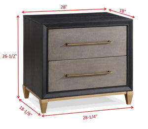 English Elm 1pc Nightstand with Two Drawers and Beveled Mirror Accents, Solid Wood Construction, Chic Storage Brown 30.75 L x 20.88 W x 26.25 H B2741P325730