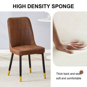 English Elm Brown Velvet Dining Chair Set of Two with Black Metal Legs and Gold Accent Detail W1151P211986