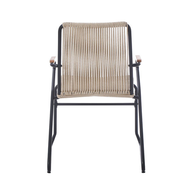 English Elm Christopher Knight Home® - MOONSTONE Light Brown Woven Rope Club Chairs Set of 2 – Powder-Coated Iron Frame, Modern Outdoor Seating N775P251643B