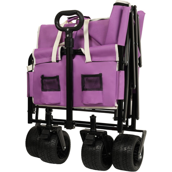 English Elm 3-in-1 Convertible Folding Wagon with Bench Seat Steel Frame 500lb Capacity Purple W2932P283543