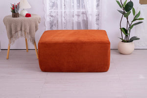 English Elm Ottoman-blue-corduroy Double Chaise Sectional Sofa with Ribbed Upholstery for Modern Living Orange W3975P440931