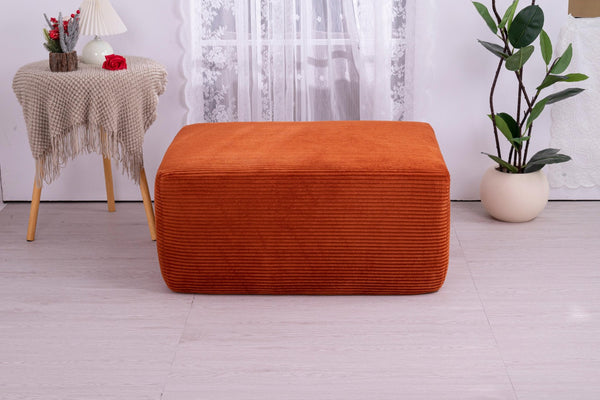English Elm Ottoman-blue-corduroy Double Chaise Sectional Sofa with Ribbed Upholstery for Modern Living Orange W3975P440931