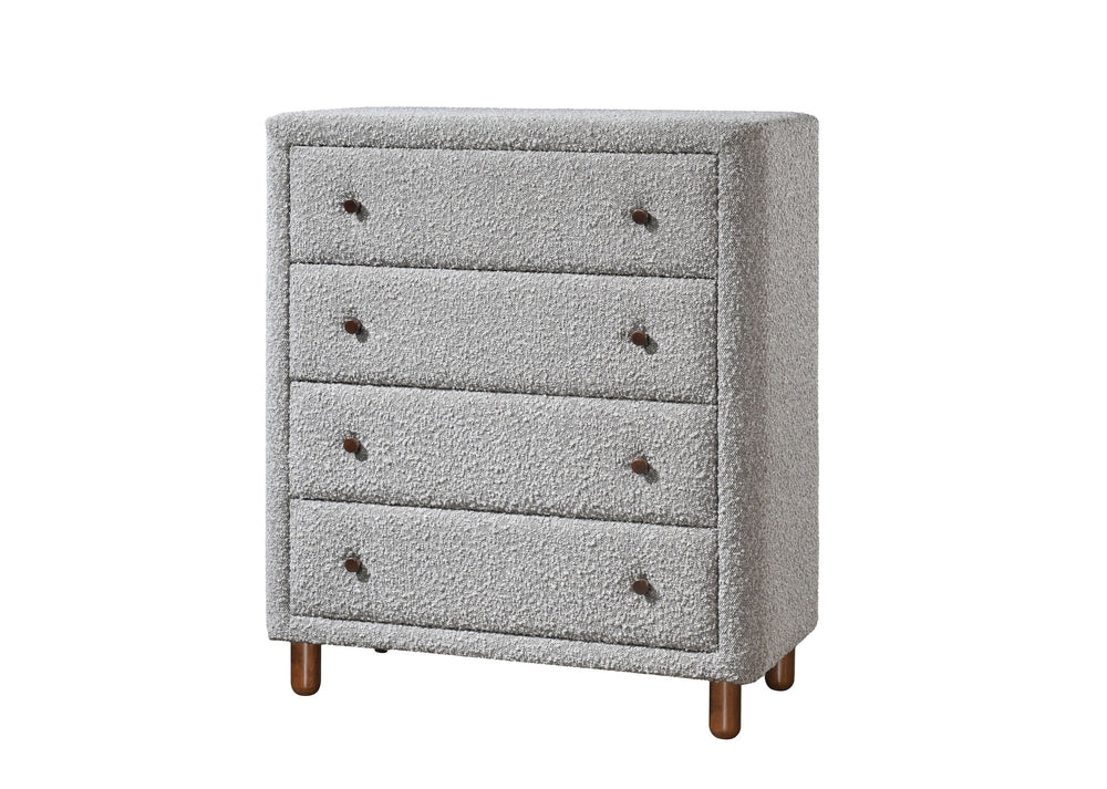English Elm Cleo Gray Boucle Chest with 4 Smooth-Glide Drawers, Upholstered Contemporary Storage Chest, Gray B2726P286617