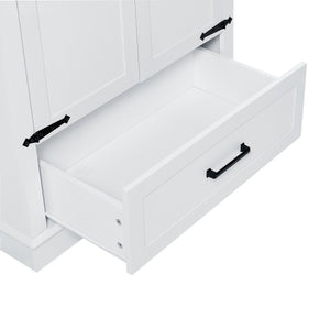 English Elm Tall Bathroom Storage Cabinet — Slim 72.64" White MDF Organizer with 2 Doors, Drawer, Adjustable Shelves, Anti-Tip WF326355AAK