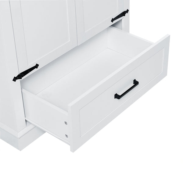 English Elm Tall Bathroom Storage Cabinet — Slim 72.64" White MDF Organizer with 2 Doors, Drawer, Adjustable Shelves, Anti-Tip WF326355AAK