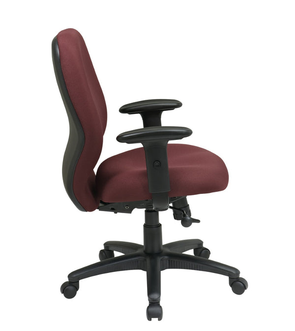 OSP Home Furnishings Mid Back Ergonomic Manager Chair with Synchro Tilt Lumbar Support and Padded Arms Burgundy 3121-227