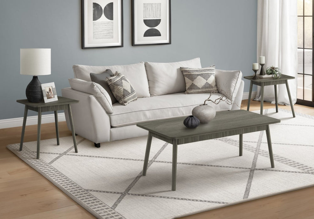 English Elm Table Set of Three Mid Century Modern Living Room Coffee and End Tables in Grey B2710P461896