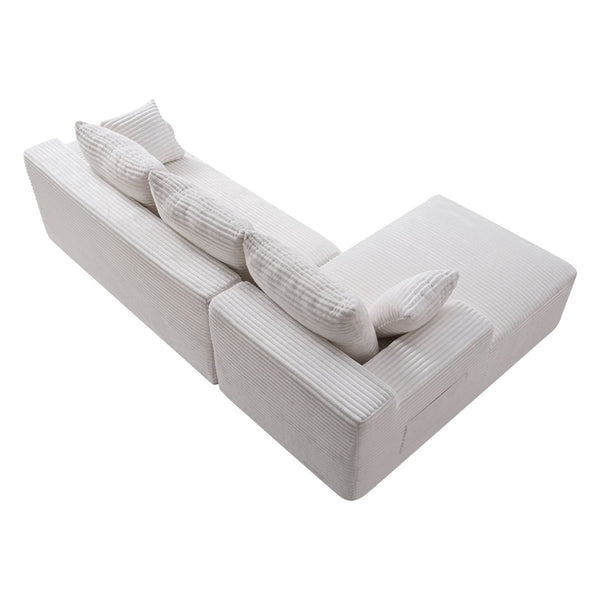 English Elm 94.5" Jumbo Corduroy Cloud Sectional Deep Seat L-shape Sofa for Living Room W5515P495014