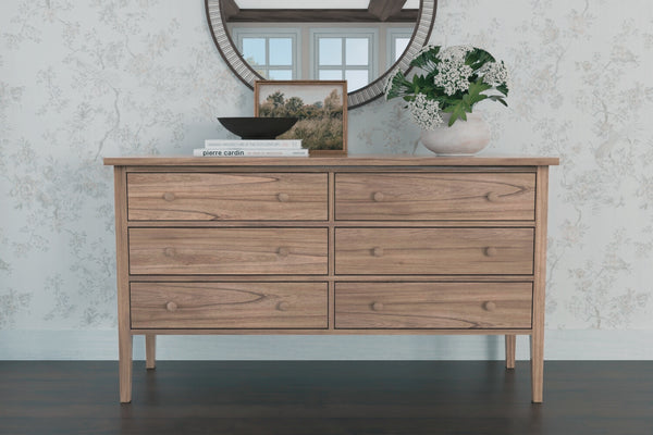 Alpine Furniture Palmer Dresser - Timeless Shaker Style With Graceful Craftsmanship For A Beautiful Bedroom Retreat Natural Solid Rubberwood & Pine + Mindy Veneer 2311-03-alpine