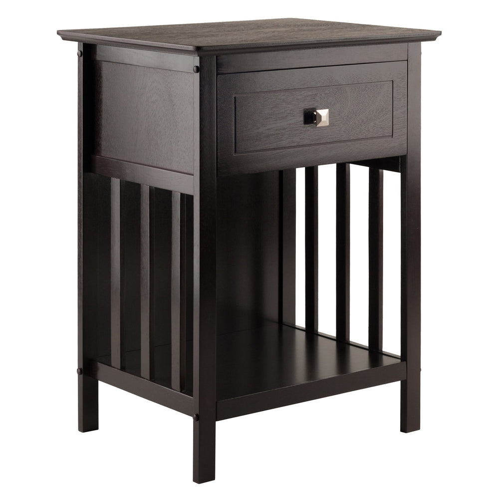 Winsome Wood Marcel 1-drawer Accent Table With Slatted Sides – Versatile Nightstand & Coffee Table In Dark Finish Coffee Solid ,Composite Wood 23117-winsome-wood