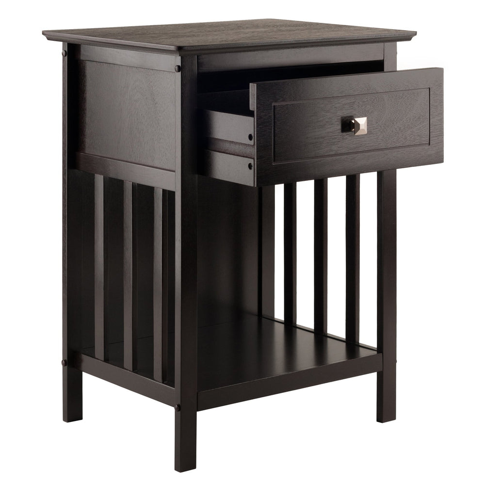 Winsome Wood Marcel 1-drawer Accent Table With Slatted Sides – Versatile Nightstand & Coffee Table In Dark Finish Coffee Solid ,Composite Wood 23117-winsome-wood