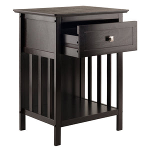 Winsome Wood Marcel 1-drawer Accent Table With Slatted Sides – Versatile Nightstand & Coffee Table In Dark Finish Coffee Solid ,Composite Wood 23117-winsome-wood