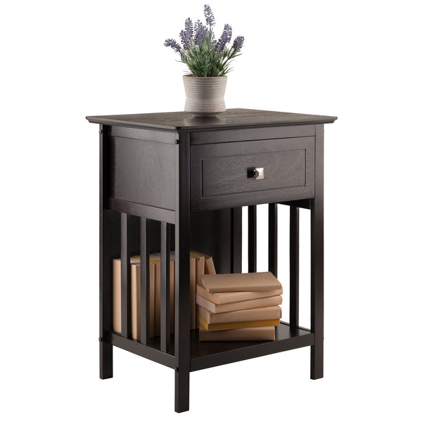 Winsome Wood Marcel 1-drawer Accent Table With Slatted Sides – Versatile Nightstand & Coffee Table In Dark Finish Coffee Solid ,Composite Wood 23117-winsome-wood